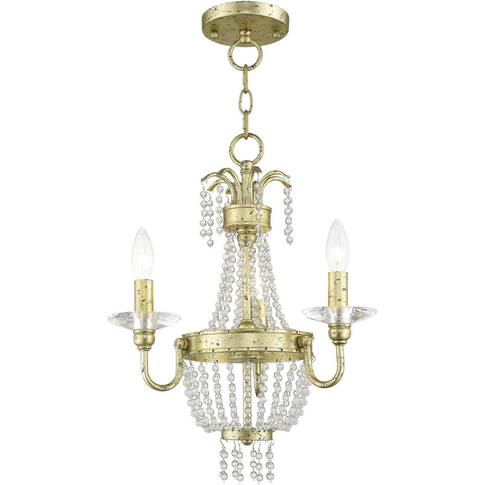 HomeRoots Gold Three-Light Dimmable Chandelier with Clear Cylinder Shades – Modern Elegance for Any Space 687726