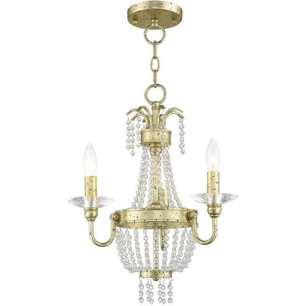 HomeRoots Gold Three-Light Dimmable Chandelier with Clear Cylinder Shades – Modern Elegance for Any Space 687726