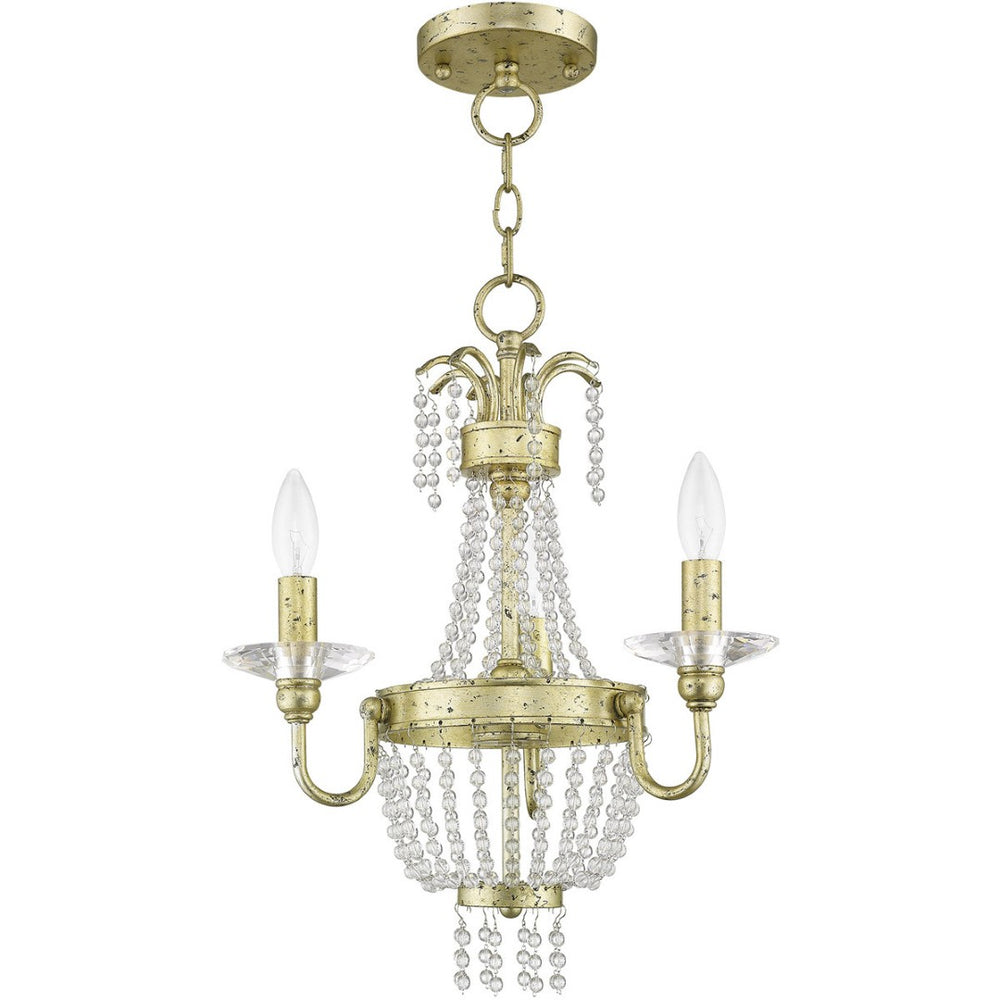 HomeRoots Gold Three-Light Dimmable Chandelier with Clear Cylinder Shades – Modern Elegance for Any Space 687726