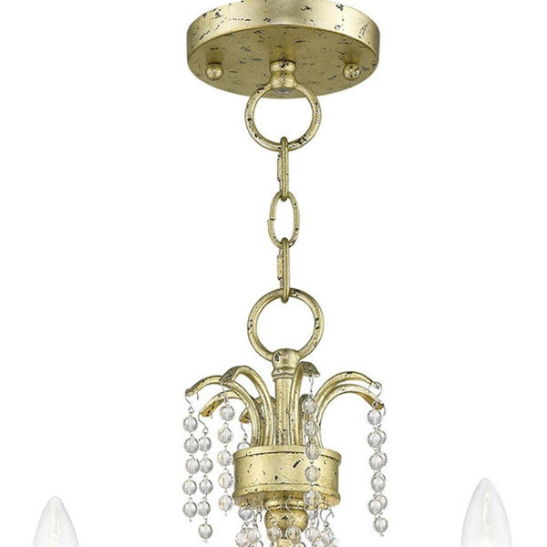 HomeRoots Gold Three-Light Dimmable Chandelier with Clear Cylinder Shades – Modern Elegance for Any Space 687726