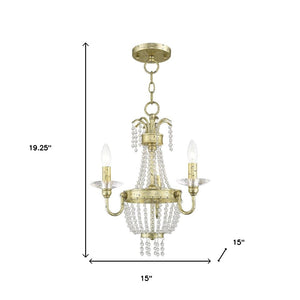 HomeRoots Gold Three-Light Dimmable Chandelier with Clear Cylinder Shades – Modern Elegance for Any Space 687726