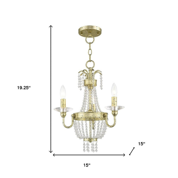 HomeRoots Gold Three-Light Dimmable Chandelier with Clear Cylinder Shades – Modern Elegance for Any Space 687726