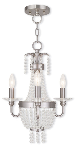 HomeRoots Nickel Dimmable Three-Light Chandelier with Unique Shades - Elegant Metal Design for Any Space 687727