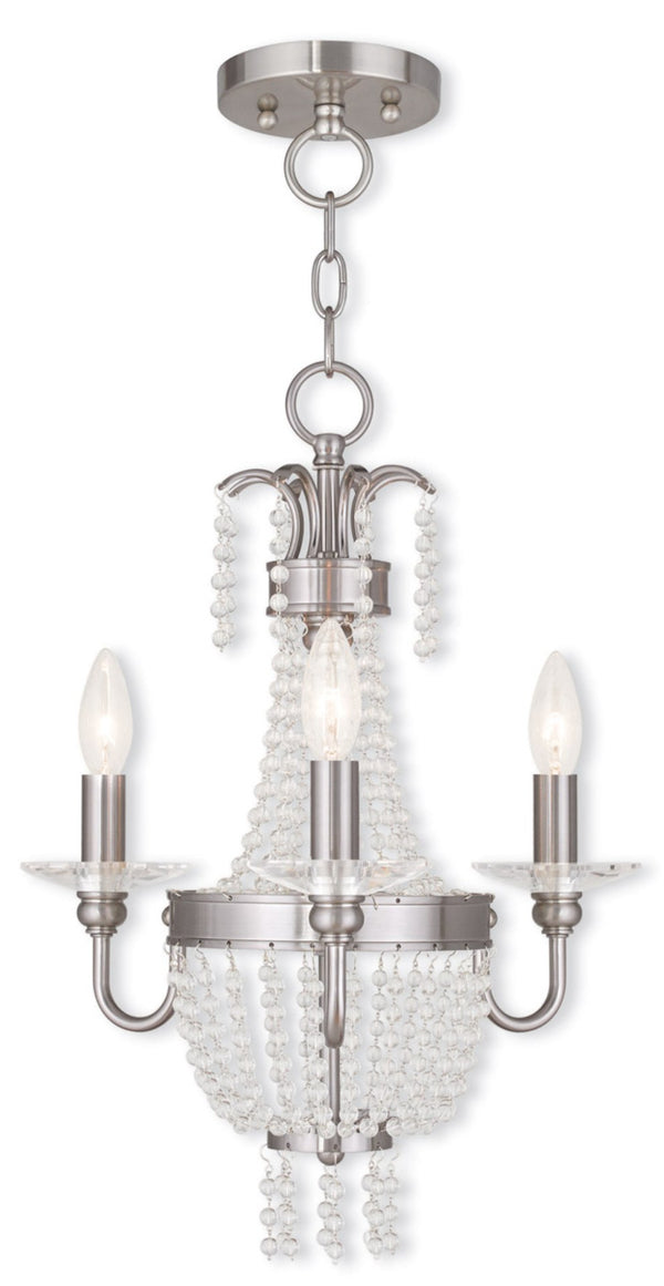 HomeRoots Nickel Dimmable Three-Light Chandelier with Unique Shades - Elegant Metal Design for Any Space 687727