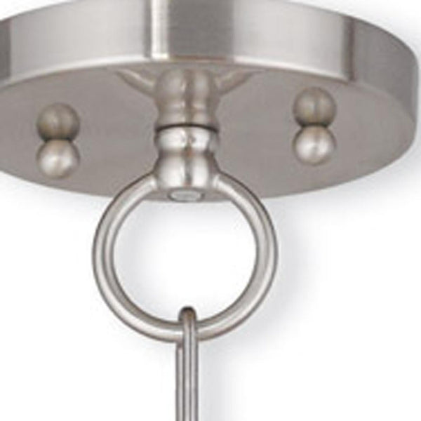 HomeRoots Nickel Dimmable Three-Light Chandelier with Unique Shades - Elegant Metal Design for Any Space 687727
