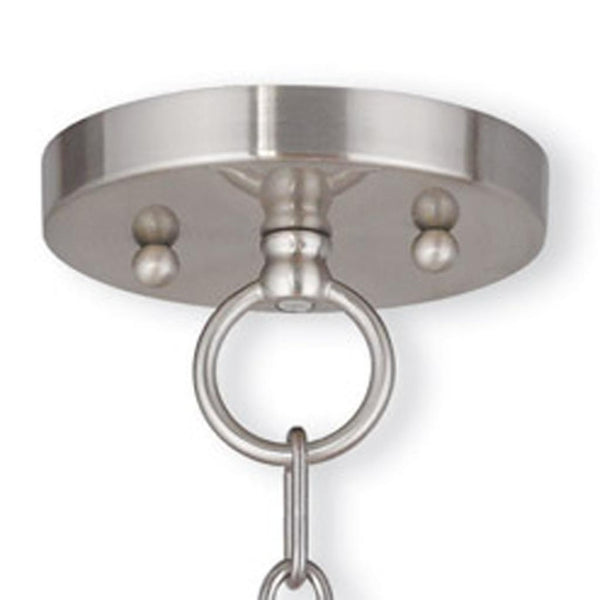 HomeRoots Nickel Dimmable Three-Light Chandelier with Unique Shades - Elegant Metal Design for Any Space 687727