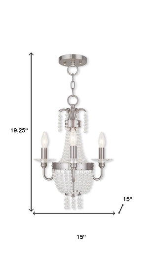 HomeRoots Nickel Dimmable Three-Light Chandelier with Unique Shades - Elegant Metal Design for Any Space 687727