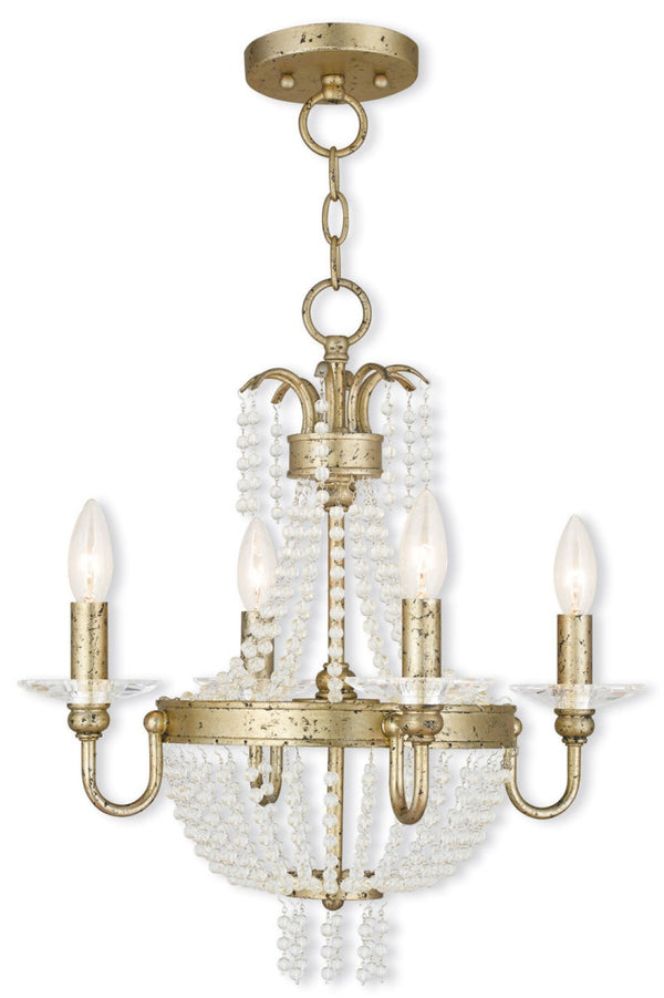 HomeRoots Four Light Dimmable Chandelier - Modern Cylinder Shades for Stylish Ambiance in Any Room 687728