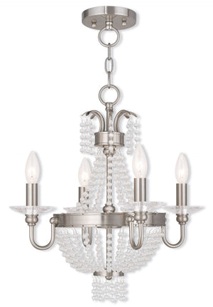 HomeRoots Four Light Dimmable Chandelier - Modern Cylinder Shades, Steel Frame, Perfect for Any Space! 687729