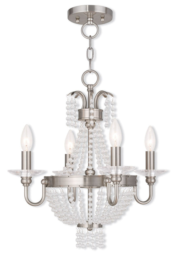 HomeRoots Four Light Dimmable Chandelier - Modern Cylinder Shades, Steel Frame, Perfect for Any Space! 687729