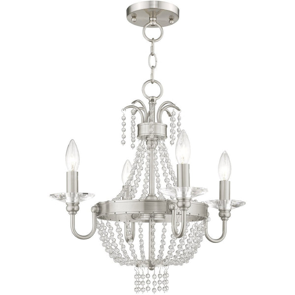 HomeRoots Four Light Dimmable Chandelier - Modern Cylinder Shades, Steel Frame, Perfect for Any Space! 687729