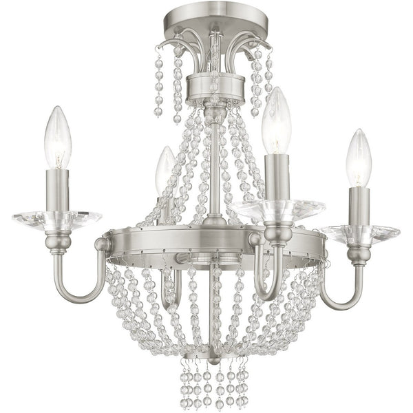 HomeRoots Four Light Dimmable Chandelier - Modern Cylinder Shades, Steel Frame, Perfect for Any Space! 687729