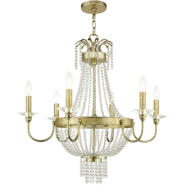 HomeRoots Six Light Dimmable Chandelier - Modern Cylinder Design for Adjustable Illumination in Any Space 687732