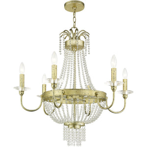 HomeRoots Six Light Dimmable Chandelier - Modern Cylinder Design for Adjustable Illumination in Any Space 687732
