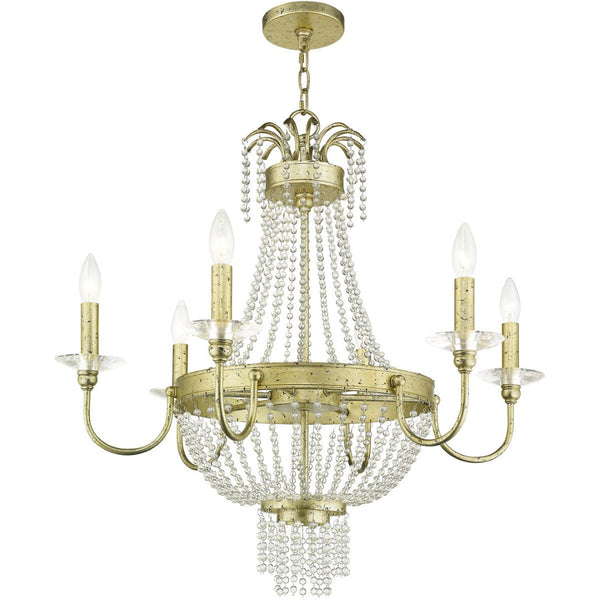 HomeRoots Six Light Dimmable Chandelier - Modern Cylinder Design for Adjustable Illumination in Any Space 687732