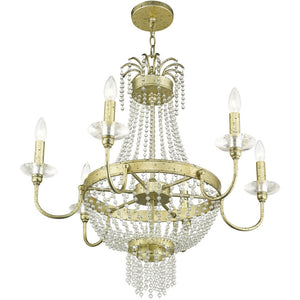 HomeRoots Six Light Dimmable Chandelier - Modern Cylinder Design for Adjustable Illumination in Any Space 687732