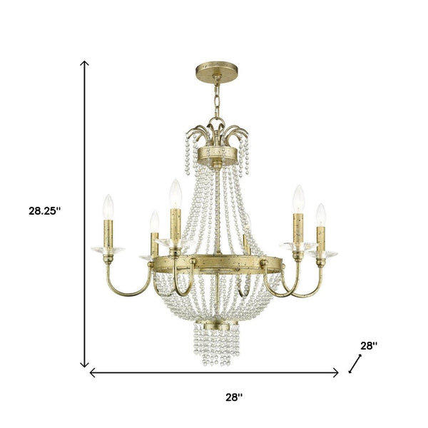 HomeRoots Six Light Dimmable Chandelier - Modern Cylinder Design for Adjustable Illumination in Any Space 687732