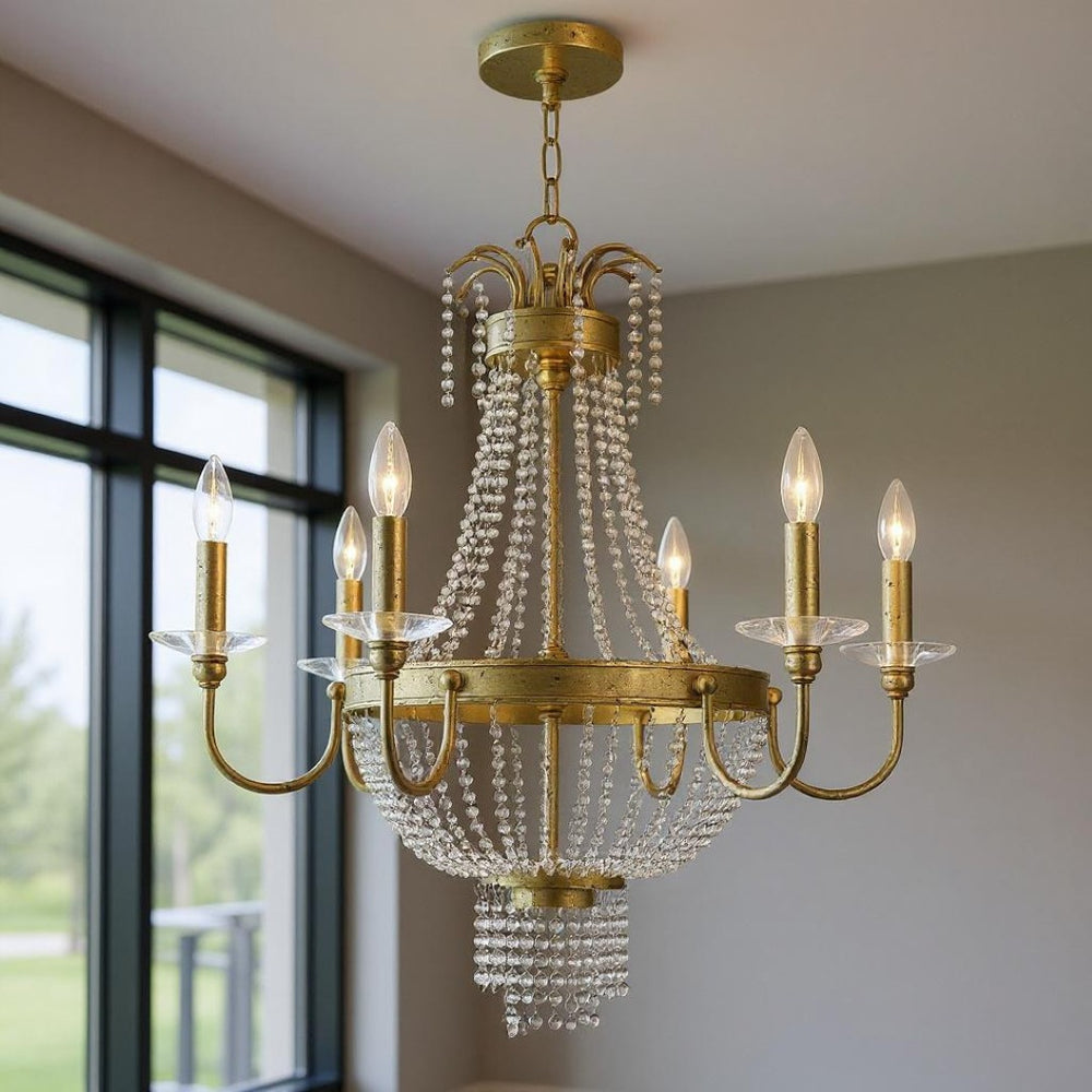 HomeRoots Six Light Dimmable Chandelier - Modern Cylinder Design for Adjustable Illumination in Any Space 687732