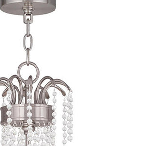 HomeRoots Nickel Six-Light Metal Chandelier with Clear Cylinder Shades – Modern Dimmable Elegance for Any Room 687733