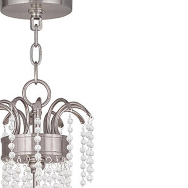 HomeRoots Nickel Six-Light Metal Chandelier with Clear Cylinder Shades – Modern Dimmable Elegance for Any Room 687733