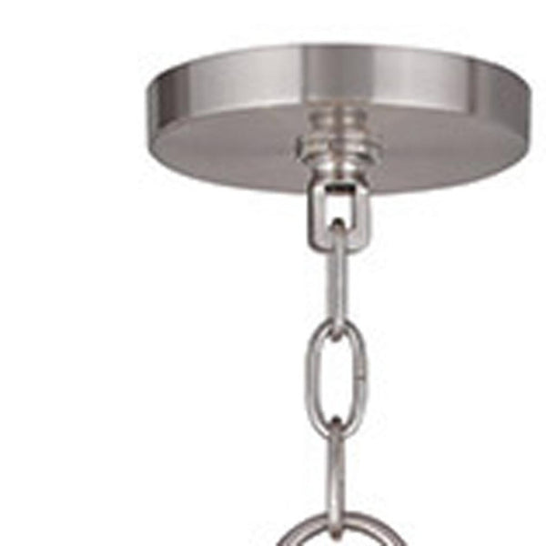 HomeRoots Nickel Elegant Eight-Light Dimmable Chandelier with Clear Shades for Modern Home Décor Style 687735