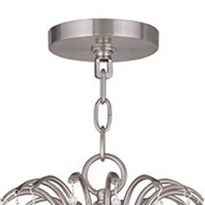 HomeRoots Nickel Elegant Eight-Light Dimmable Chandelier with Clear Shades for Modern Home Décor Style 687735