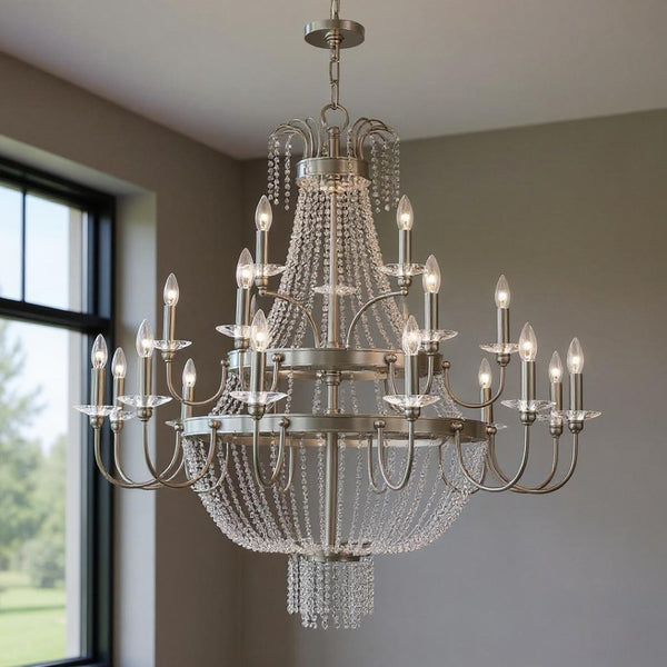 HomeRoots Multi Light Dimmable Chandelier - Modern Cylinder Shades, Elegant Steel Design for Versatile Spaces 687737