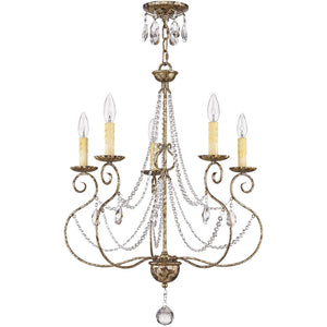 HomeRoots Bronze Five-Light Dimmable Chandelier with Cylinder Shades for Elegant Home Ambiance & Charm 687738