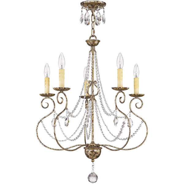 HomeRoots Bronze Five-Light Dimmable Chandelier with Cylinder Shades for Elegant Home Ambiance & Charm 687738