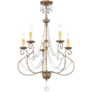 HomeRoots Bronze Five-Light Dimmable Chandelier with Cylinder Shades for Elegant Home Ambiance & Charm 687738