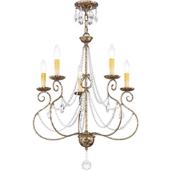 HomeRoots Bronze Five-Light Dimmable Chandelier with Cylinder Shades for Elegant Home Ambiance & Charm 687738