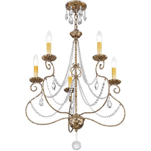 HomeRoots Bronze Five-Light Dimmable Chandelier with Cylinder Shades for Elegant Home Ambiance & Charm 687738