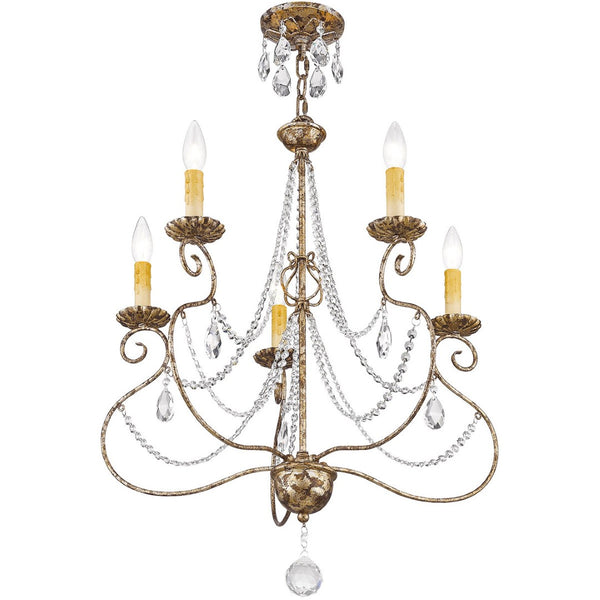 HomeRoots Bronze Five-Light Dimmable Chandelier with Cylinder Shades for Elegant Home Ambiance & Charm 687738
