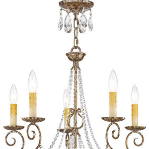 HomeRoots Bronze Five-Light Dimmable Chandelier with Cylinder Shades for Elegant Home Ambiance & Charm 687738