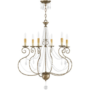 HomeRoots Six Light Dimmable Chandelier - Modern Steel Shades for Adjustable Illumination in Any Space 687739
