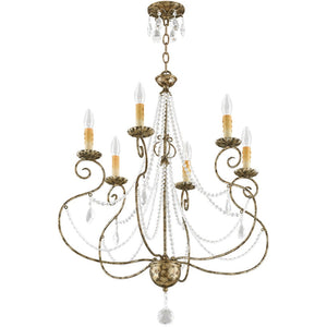HomeRoots Six Light Dimmable Chandelier - Modern Steel Shades for Adjustable Illumination in Any Space 687739