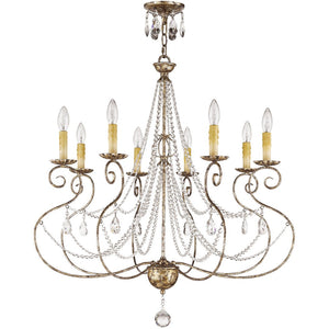 HomeRoots Bronze Eight-Light Dimmable Chandelier - Elegant Metal Design for Modern Spaces & Ambient Illumination 687740