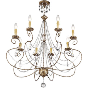 HomeRoots Bronze Eight-Light Dimmable Chandelier - Elegant Metal Design for Modern Spaces & Ambient Illumination 687740