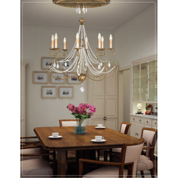 HomeRoots Ten Light Dimmable Chandelier – Modern Steel Fixture with Cylinder Shades for Elegant Lighting Decor 687741