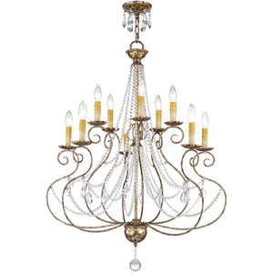 HomeRoots Ten Light Dimmable Chandelier – Modern Steel Fixture with Cylinder Shades for Elegant Lighting Decor 687741