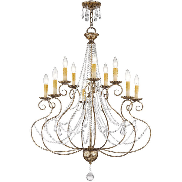 HomeRoots Ten Light Dimmable Chandelier – Modern Steel Fixture with Cylinder Shades for Elegant Lighting Decor 687741