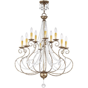 HomeRoots Ten Light Dimmable Chandelier – Modern Steel Fixture with Cylinder Shades for Elegant Lighting Decor 687741