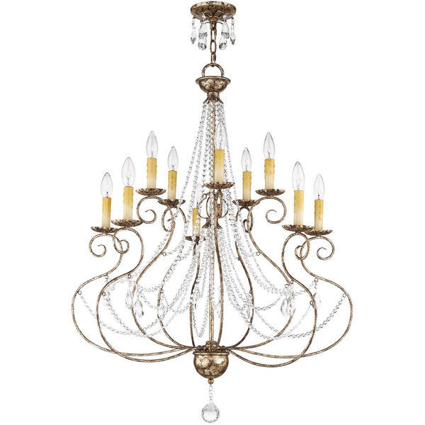 HomeRoots Ten Light Dimmable Chandelier – Modern Steel Fixture with Cylinder Shades for Elegant Lighting Decor 687741