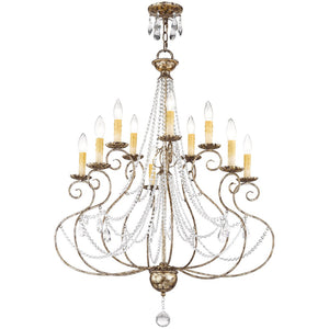HomeRoots Ten Light Dimmable Chandelier – Modern Steel Fixture with Cylinder Shades for Elegant Lighting Decor 687741