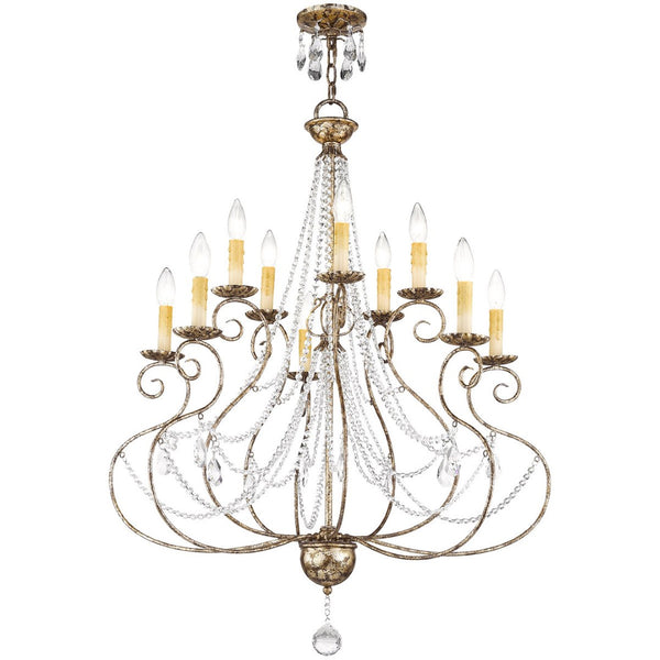 HomeRoots Ten Light Dimmable Chandelier – Modern Steel Fixture with Cylinder Shades for Elegant Lighting Decor 687741