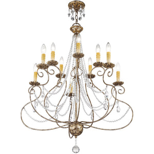 HomeRoots Ten Light Dimmable Chandelier – Modern Steel Fixture with Cylinder Shades for Elegant Lighting Decor 687741