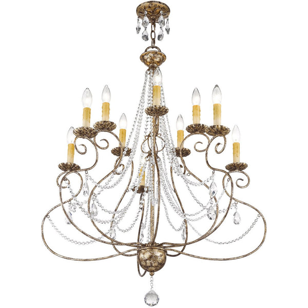 HomeRoots Ten Light Dimmable Chandelier – Modern Steel Fixture with Cylinder Shades for Elegant Lighting Decor 687741