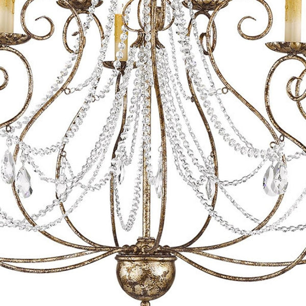 HomeRoots Ten Light Dimmable Chandelier – Modern Steel Fixture with Cylinder Shades for Elegant Lighting Decor 687741