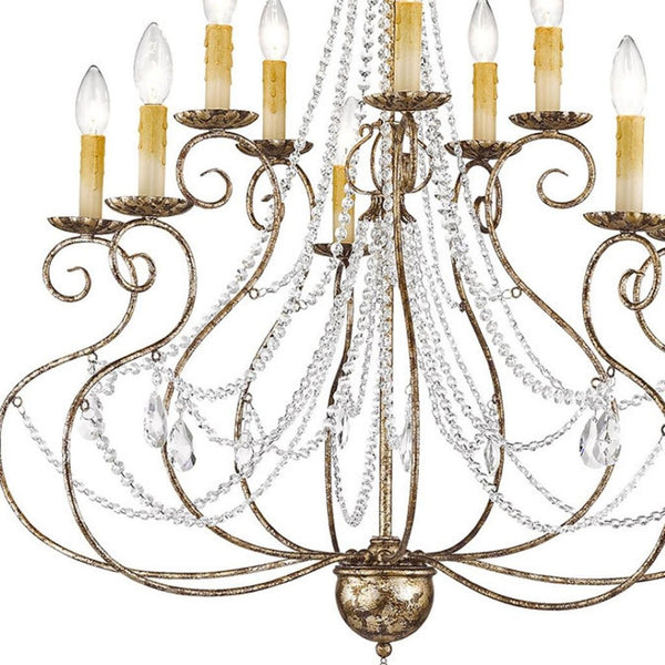 HomeRoots Ten Light Dimmable Chandelier – Modern Steel Fixture with Cylinder Shades for Elegant Lighting Decor 687741