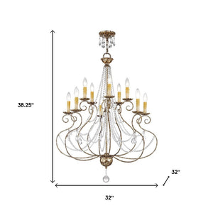 HomeRoots Ten Light Dimmable Chandelier – Modern Steel Fixture with Cylinder Shades for Elegant Lighting Decor 687741